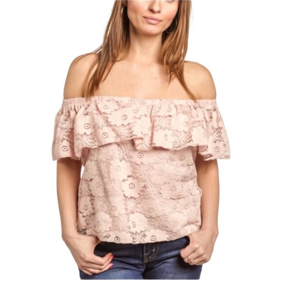 Jack by BB Dakota Lace Off-The-Shoulder Top - Picture 1 of 5